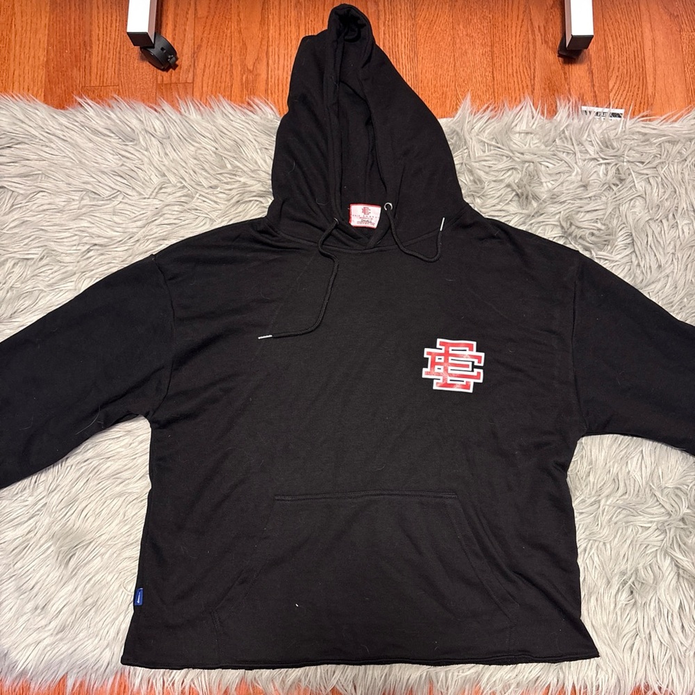 Eric Emanuel Cropped Black and Red Pittsburgh Hoodie